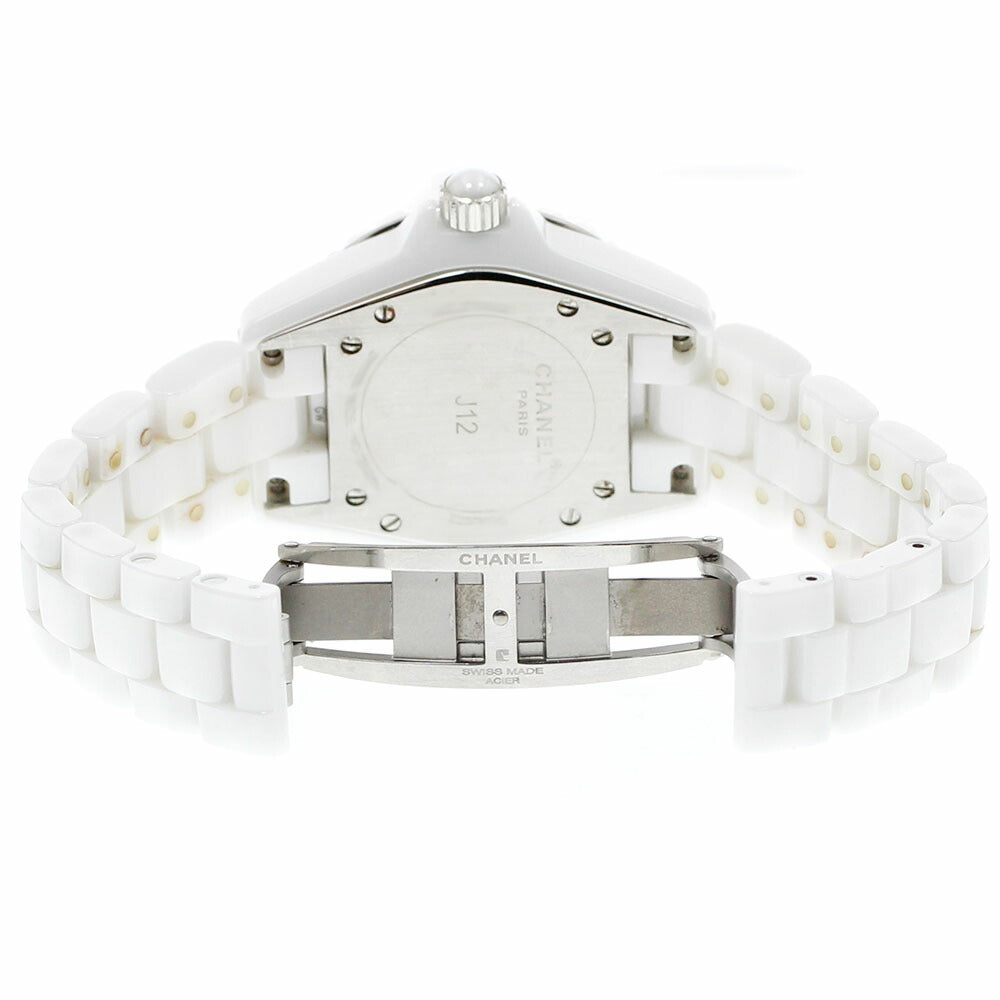 CHANEL H0967 J12 Diamond Bezel White Ceramic Date Quartz Ladies Watch with Warranty