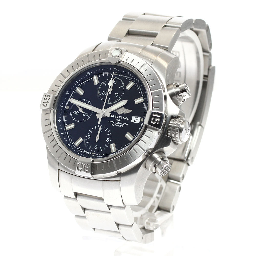 BREITLING A13385 Avenger Chronograph 43 Date Automatic Men's Watch Excellent Condition with Inner Box and Warranty Card.