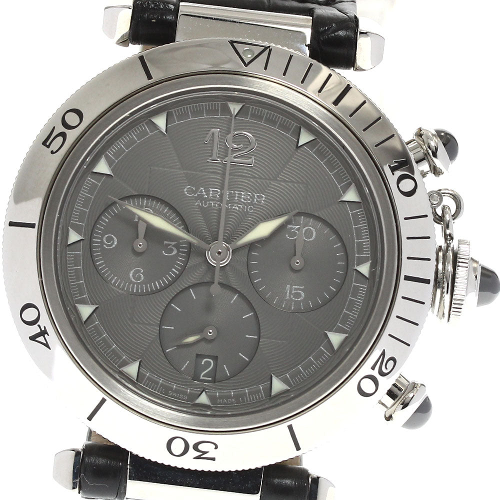 CARTIER W3107355 Pasha 38 Chronograph Date Automatic Men's Watch - Excellent Condition