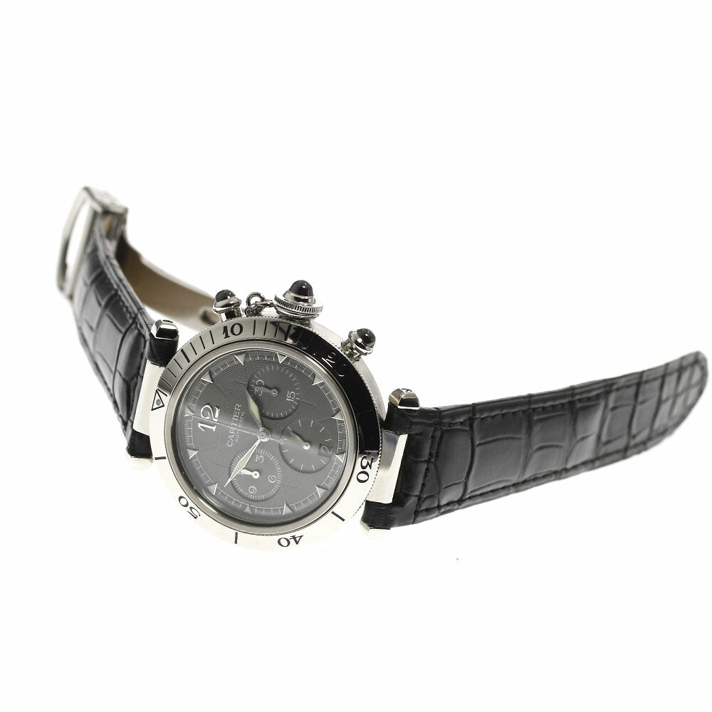 CARTIER W3107355 Pasha 38 Chronograph Date Automatic Men's Watch - Excellent Condition