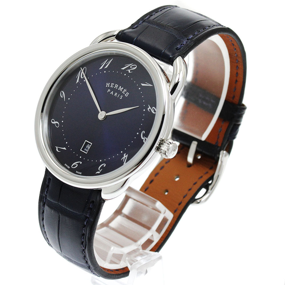 HERMES AR7Q.810 Arceau GM Date Quartz Men's Watch Excellent Condition with Inner Box and Warranty Card.