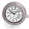 CHANEL H1181 J12 Pink Sapphire Bezel Date Quartz Women's Watch