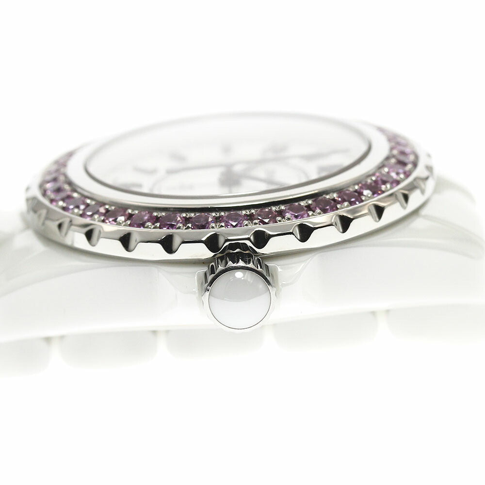 CHANEL H1181 J12 Pink Sapphire Bezel Date Quartz Women's Watch