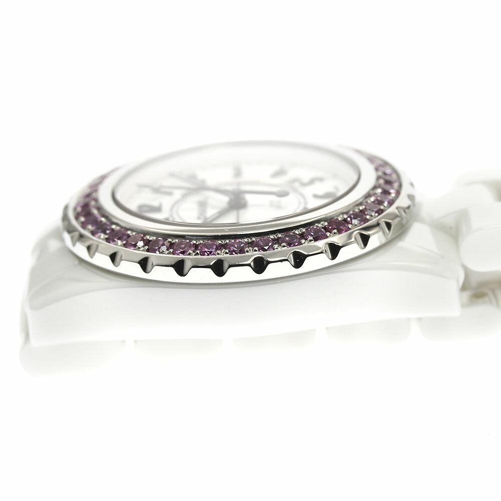 CHANEL H1181 J12 Pink Sapphire Bezel Date Quartz Women's Watch