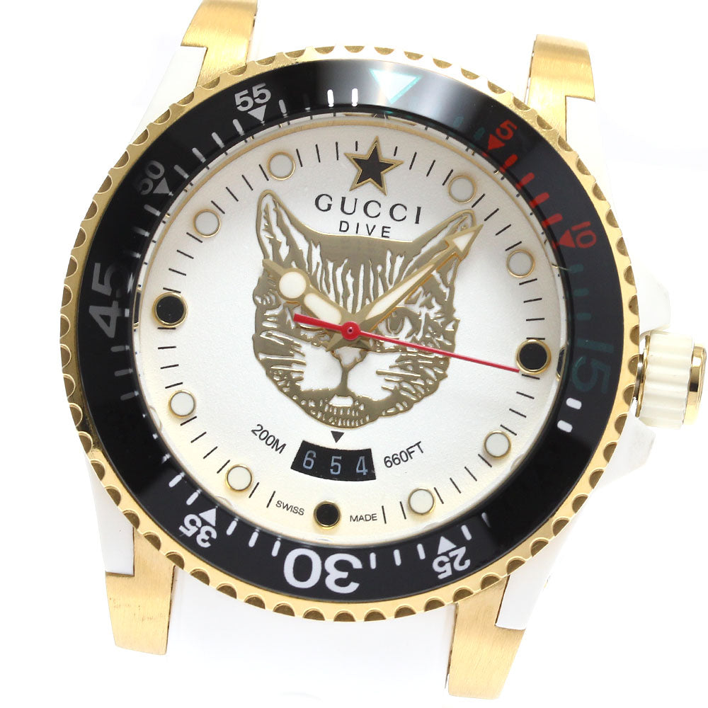 GUCCI 136.3/YA136322 Dive Date Mystic Cat Quartz Men's Watch Excellent Condition with Inner Box