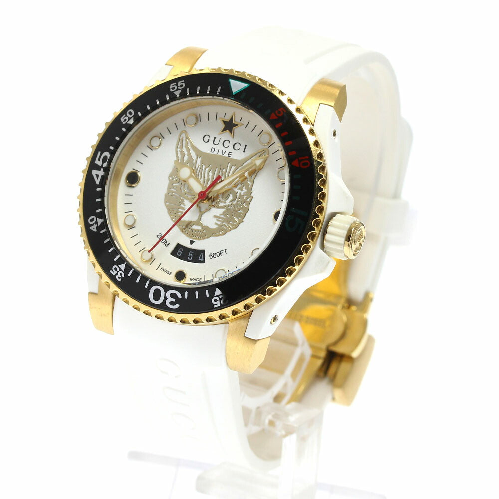 GUCCI 136.3/YA136322 Dive Date Mystic Cat Quartz Men's Watch Excellent Condition with Inner Box