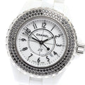 CHANEL H1630 J12 White Ceramic Black Diamond Bezel Quartz Women's Watch