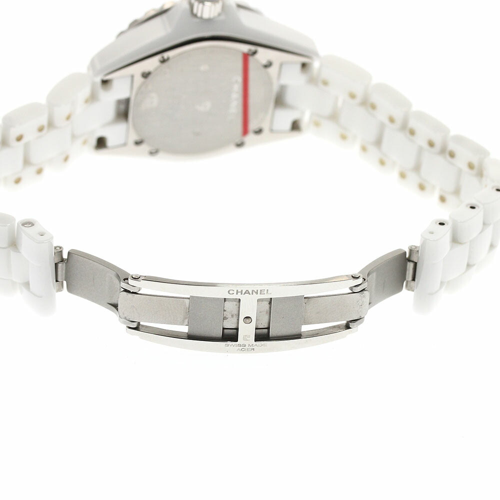 CHANEL H1630 J12 White Ceramic Black Diamond Bezel Quartz Women's Watch