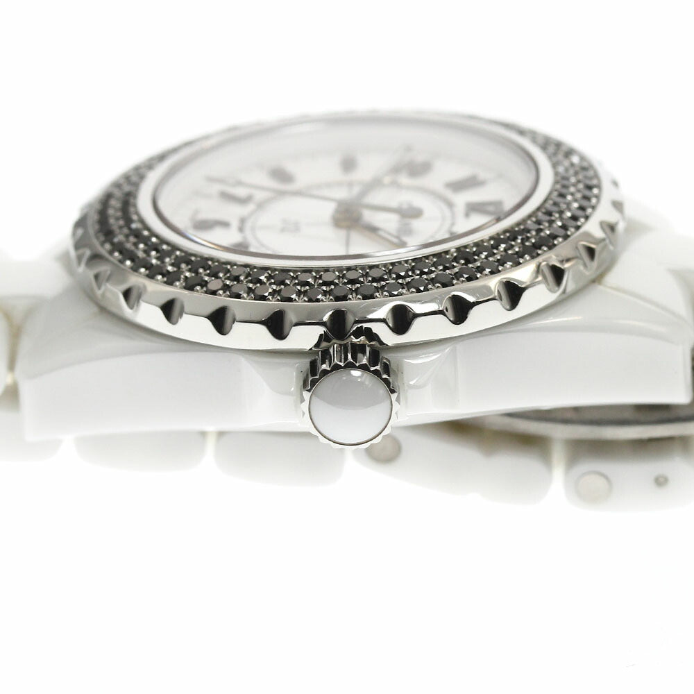CHANEL H1630 J12 White Ceramic Black Diamond Bezel Quartz Women's Watch