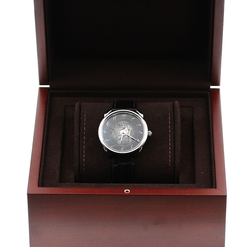 HERMES AR2.710 Arceau Squelet Automatic Men's Watch Excellent Condition with Inner Box