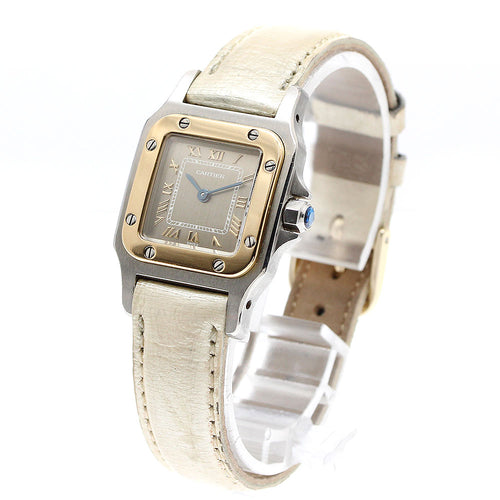 CARTIER W20031C4 Santos Galbe SM YG Bezel Quartz Ladies Watch