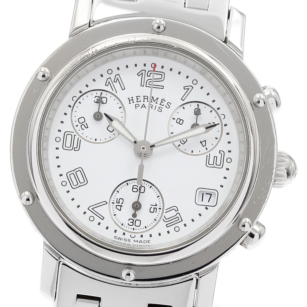 HERMES CL1.310 Clipper Chrono Date Quartz Ladies Watch with Warranty Card