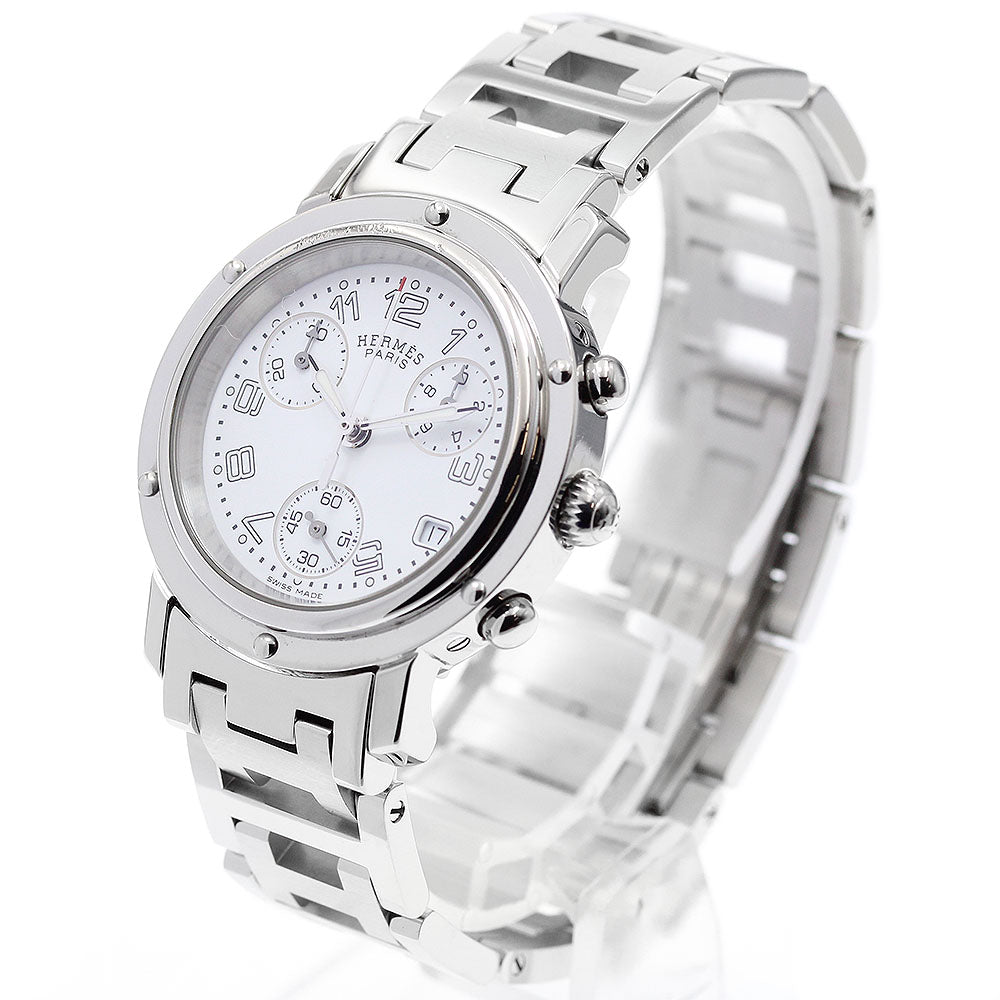 HERMES CL1.310 Clipper Chrono Date Quartz Ladies Watch with Warranty Card