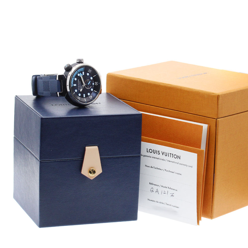 LOUIS VUITTON QA121 Tambour Street Diver Small Seconds Automatic Men's Watch with Box and Warranty Card