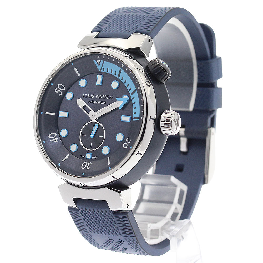 LOUIS VUITTON QA121 Tambour Street Diver Small Seconds Automatic Men's Watch with Box and Warranty Card