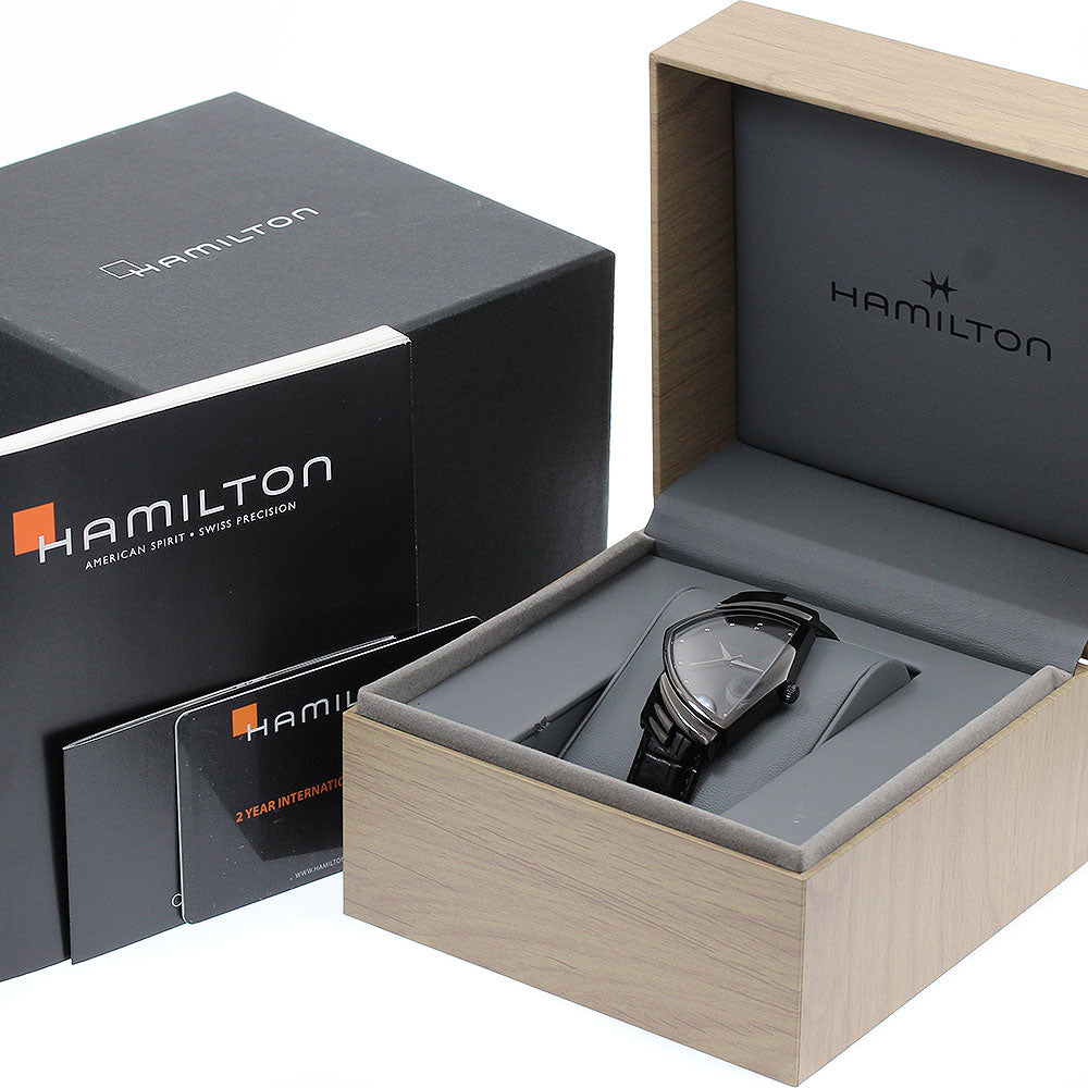HAMILTON H244010 Ventura Full Black Quartz Men's Watch Excellent Condition with Box and Warranty Card