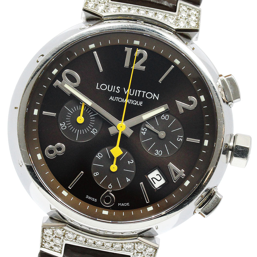 LOUIS VUITTON Q112G Tambour Chronograph Automatic Men's Watch with Diamond Lugs
