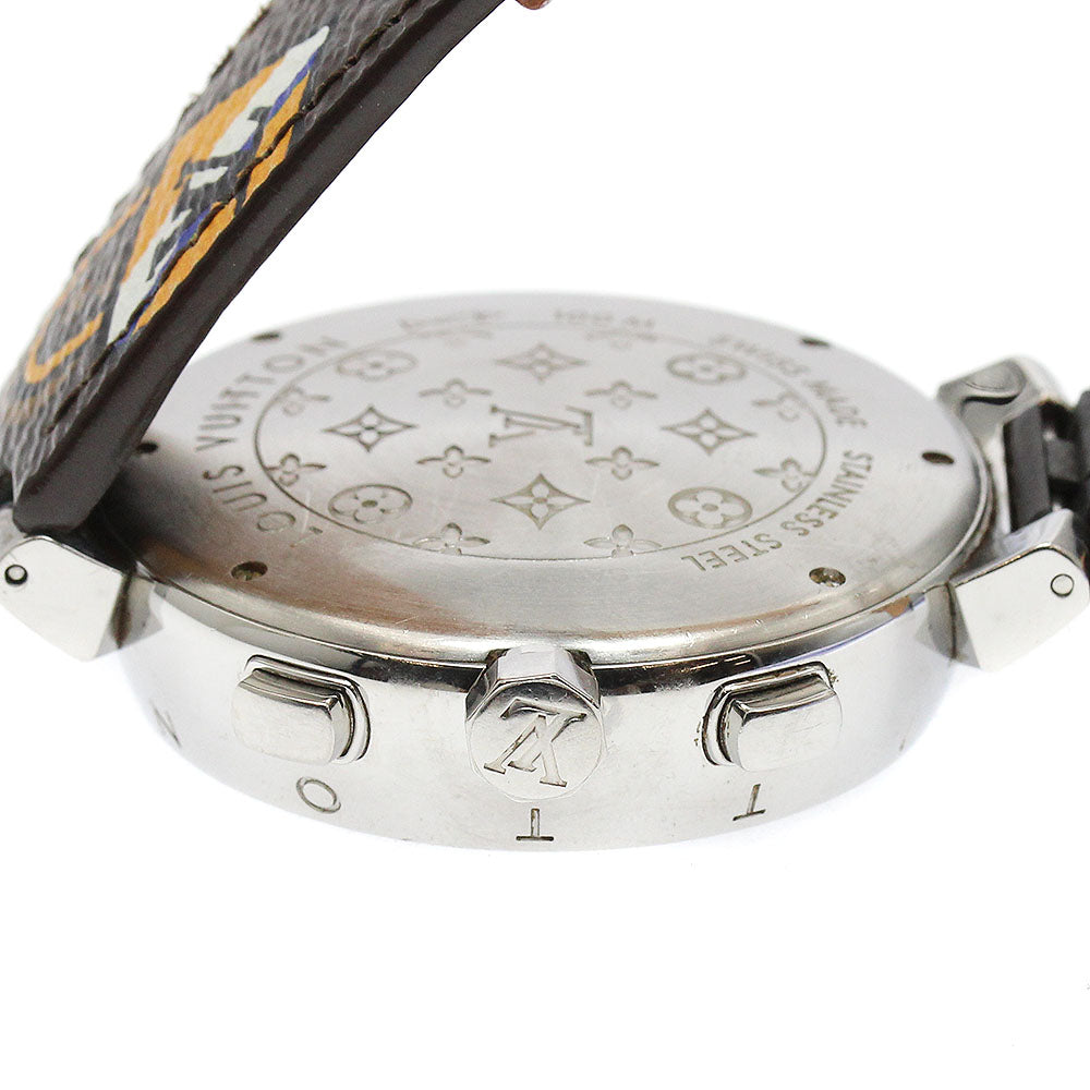 LOUIS VUITTON Q112G Tambour Chronograph Automatic Men's Watch with Diamond Lugs