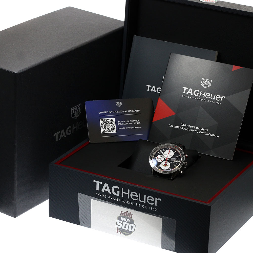 TAG Heuer CV201AS Carrera Caliber 16 Indy 500 Chronograph Limited Edition of 500 Automatic Men's Watch Excellent Condition with Box and Warranty.