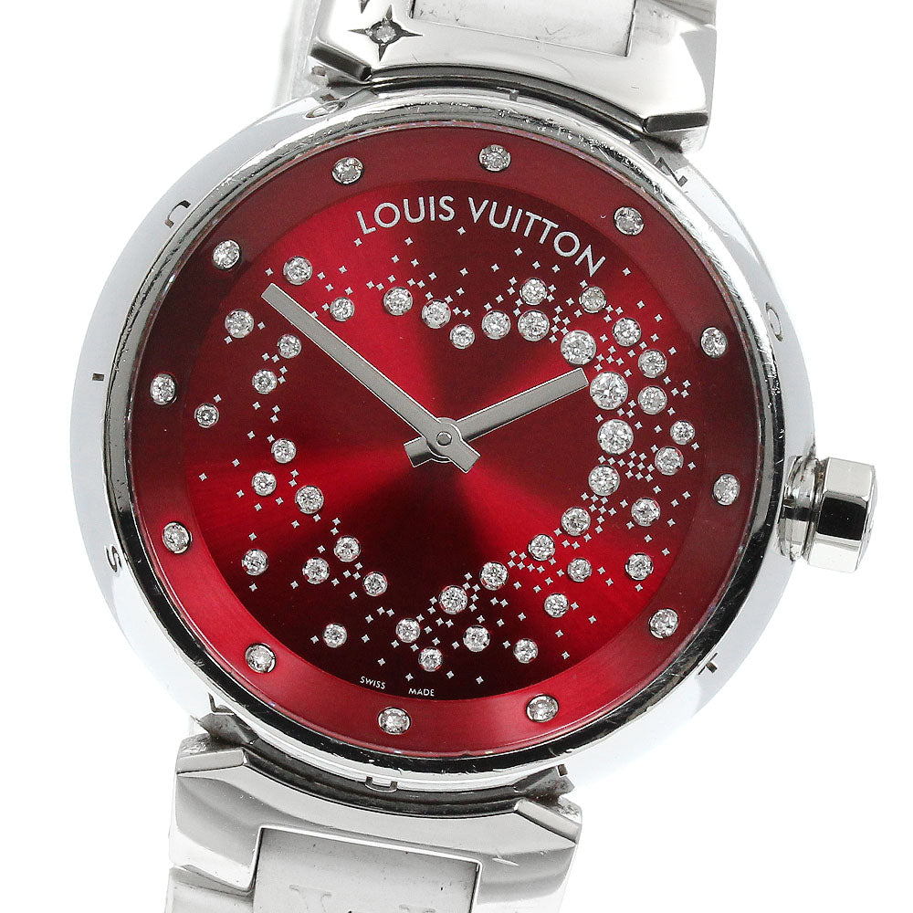 LOUIS VUITTON Q13M2 Tambour Attraction Heart Diamond Quartz Women's Watch with Box and Warranty