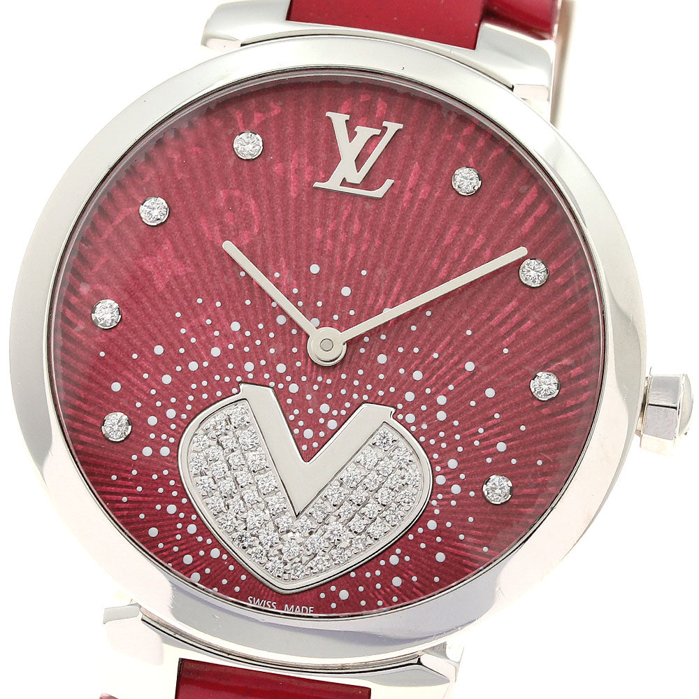 LOUIS VUITTON Q1G09 Tambour Coeur V MM 8P Diamond Quartz Women's Watch (Good Condition)