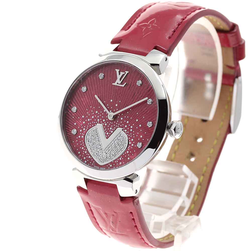 LOUIS VUITTON Q1G09 Tambour Coeur V MM 8P Diamond Quartz Women's Watch (Good Condition)