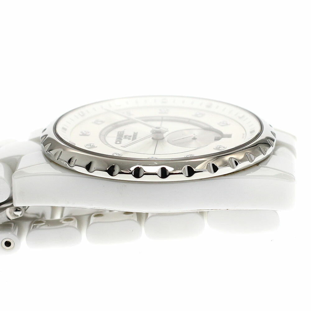 CHANEL H4345 J12 White Ceramic 11-Diamond Date Automatic Boys' Watch - Excellent Condition