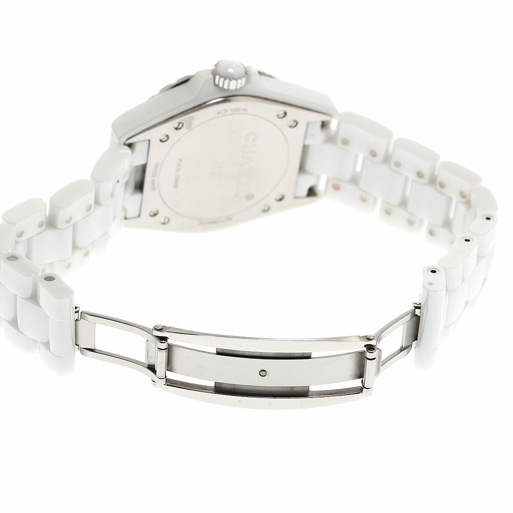 CHANEL H4345 J12 White Ceramic 11-Diamond Date Automatic Boys' Watch - Excellent Condition