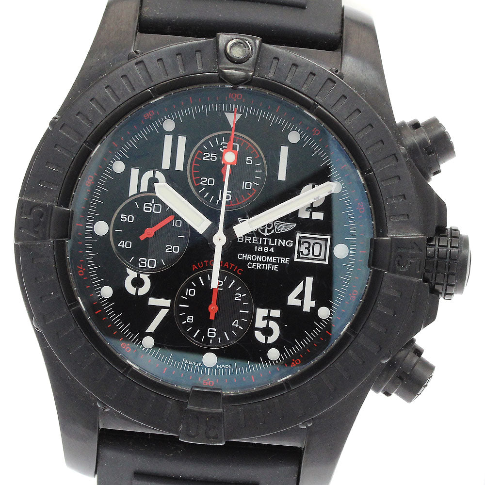 BREITLING M13370 Super Avenger Black Steel Chronograph Automatic Men's Watch