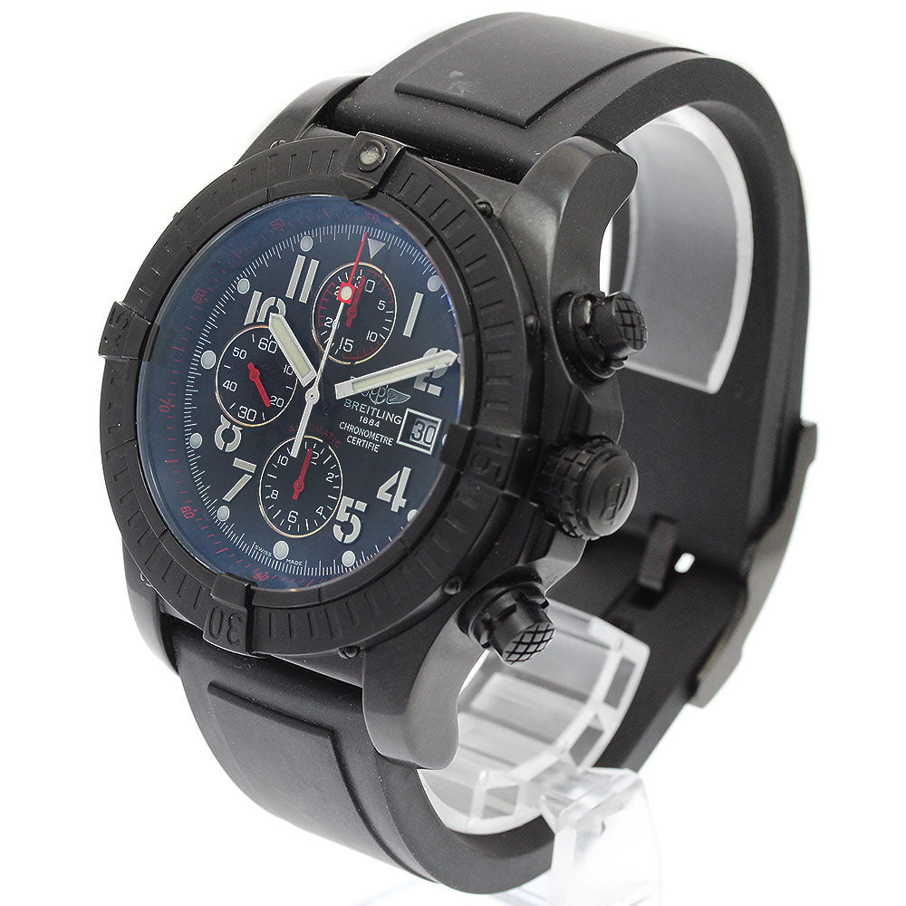 BREITLING M13370 Super Avenger Black Steel Chronograph Automatic Men's Watch