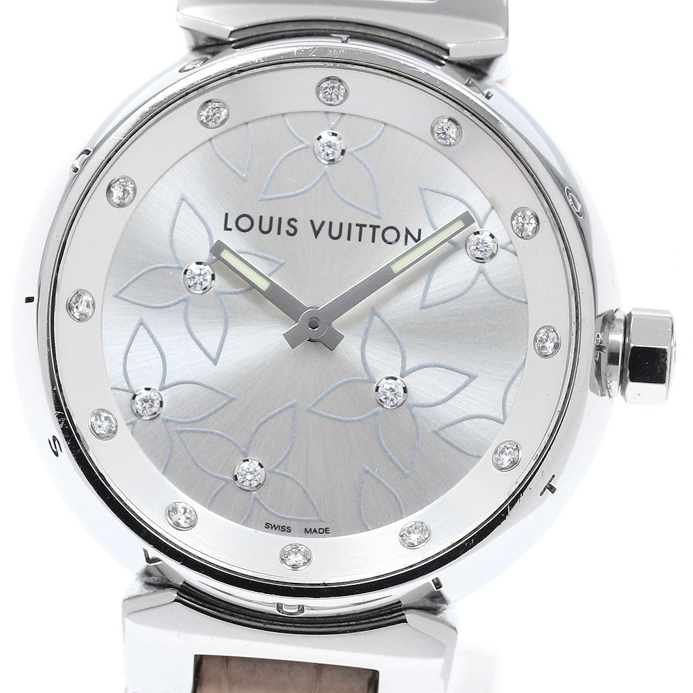 LOUIS VUITTON Q131F Tambour Lovely Diamond 18P Diamond Quartz Women's Watch (Good Condition)