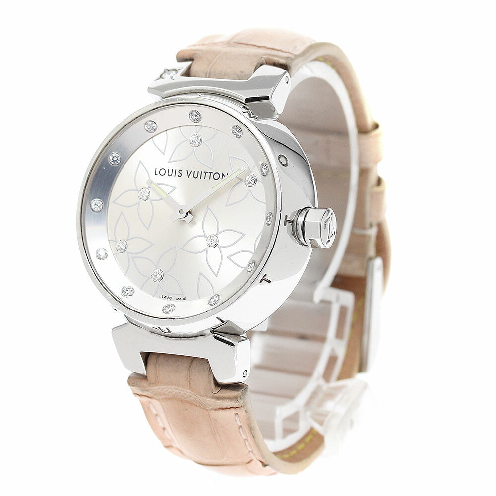 LOUIS VUITTON Q131F Tambour Lovely Diamond 18P Diamond Quartz Women's Watch (Good Condition)