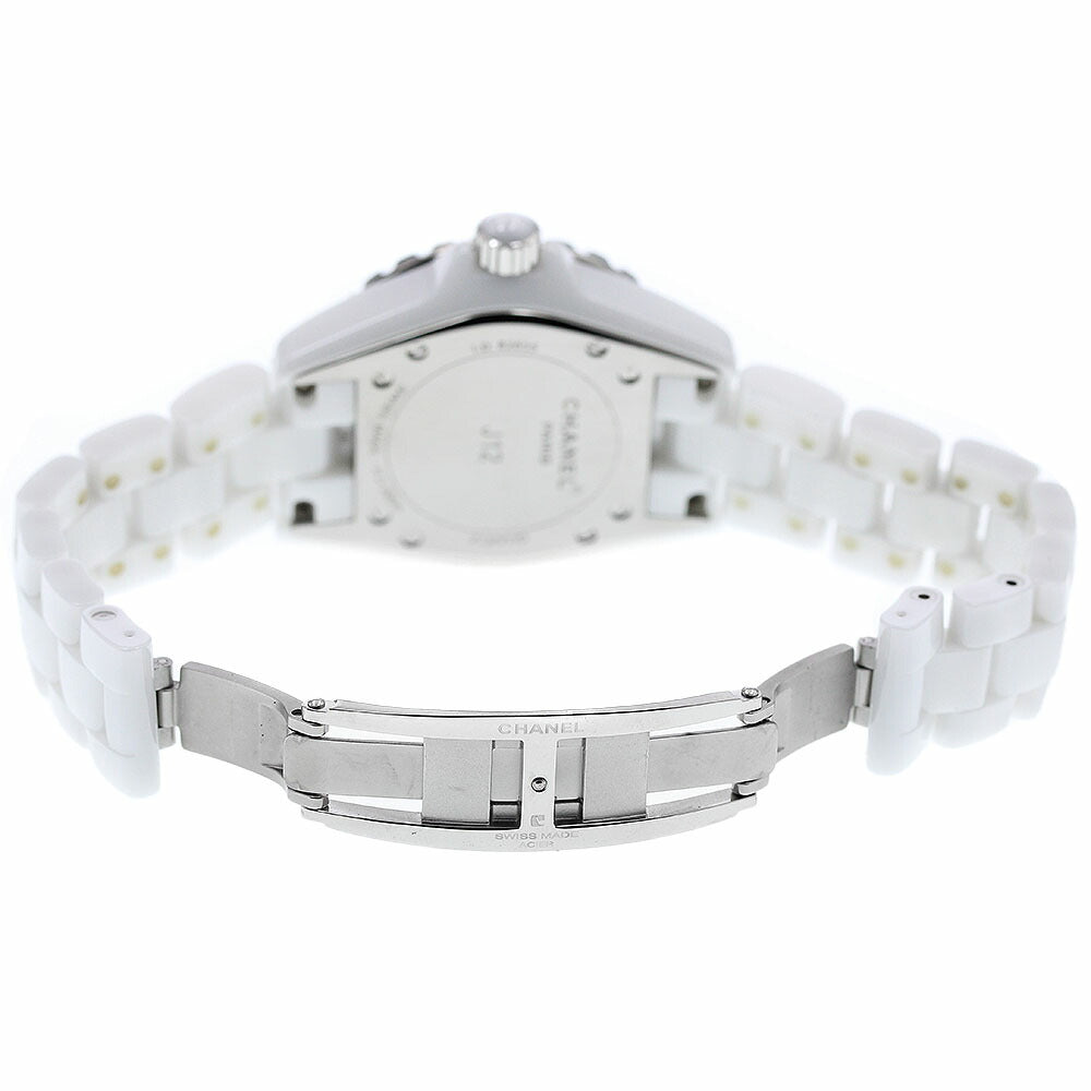 CHANEL H0967 J12 Diamond Bezel White Ceramic Date Quartz Ladies Watch with Box and Warranty Card