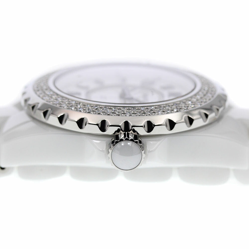CHANEL H0967 J12 Diamond Bezel White Ceramic Date Quartz Ladies Watch with Box and Warranty Card