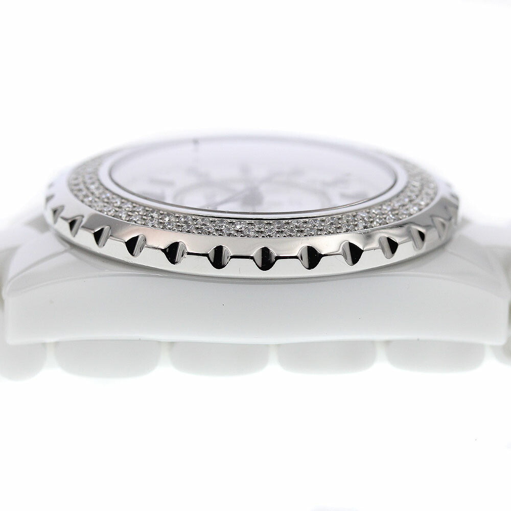 CHANEL H0967 J12 Diamond Bezel White Ceramic Date Quartz Ladies Watch with Box and Warranty Card