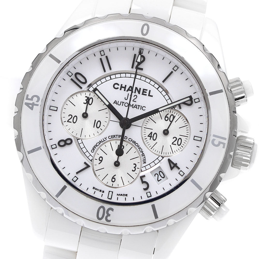 CHANEL H1007 J12 White Ceramic Date Chronograph Automatic Men's Watch