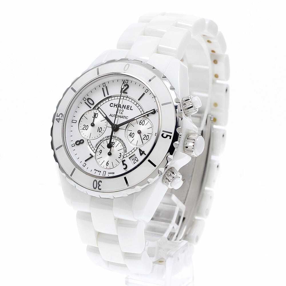 CHANEL H1007 J12 White Ceramic Date Chronograph Automatic Men's Watch