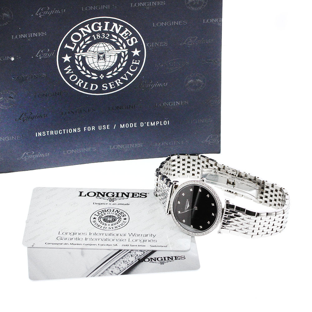 LONGINES L4.513.0.58.6 La Grande Classic Diamond Bezel 12P Diamond Quartz Ladies Watch with Warranty