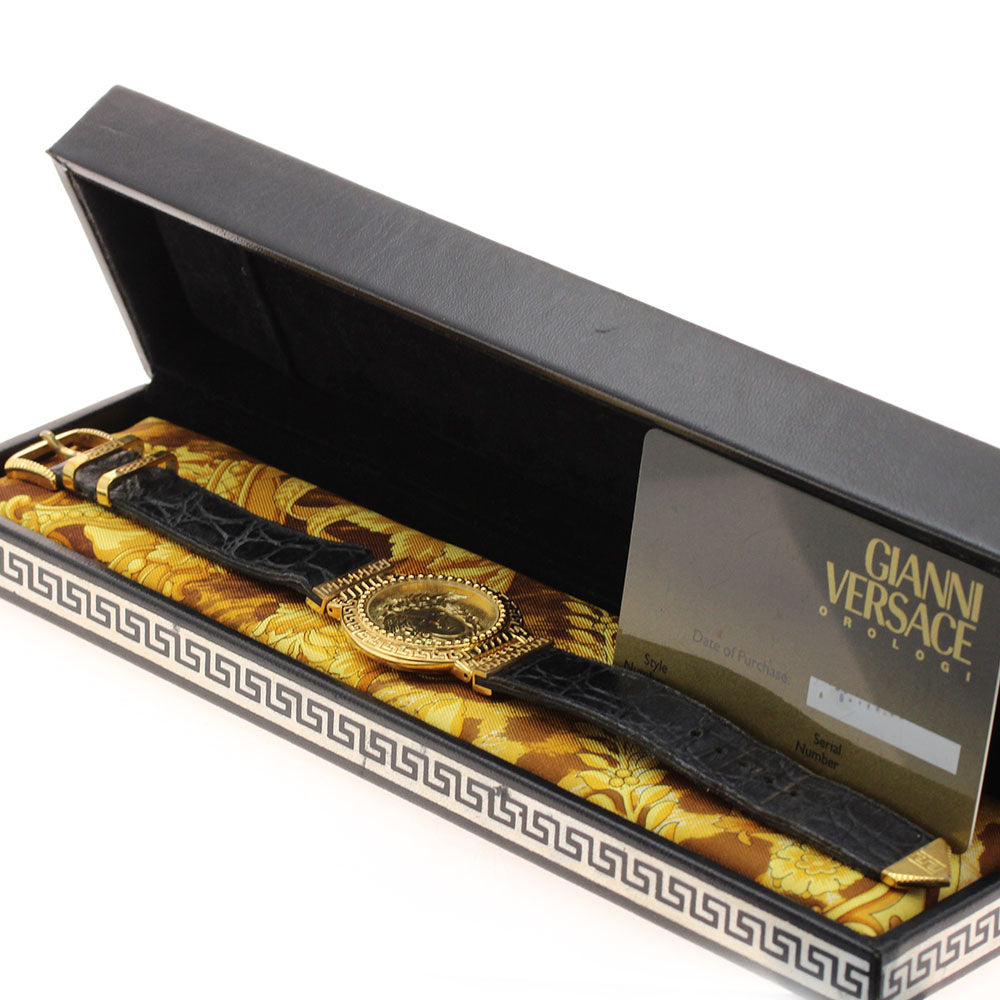 VERSACE 7008011 Medusa Coin Watch Quartz Men's (with inner box and warranty)