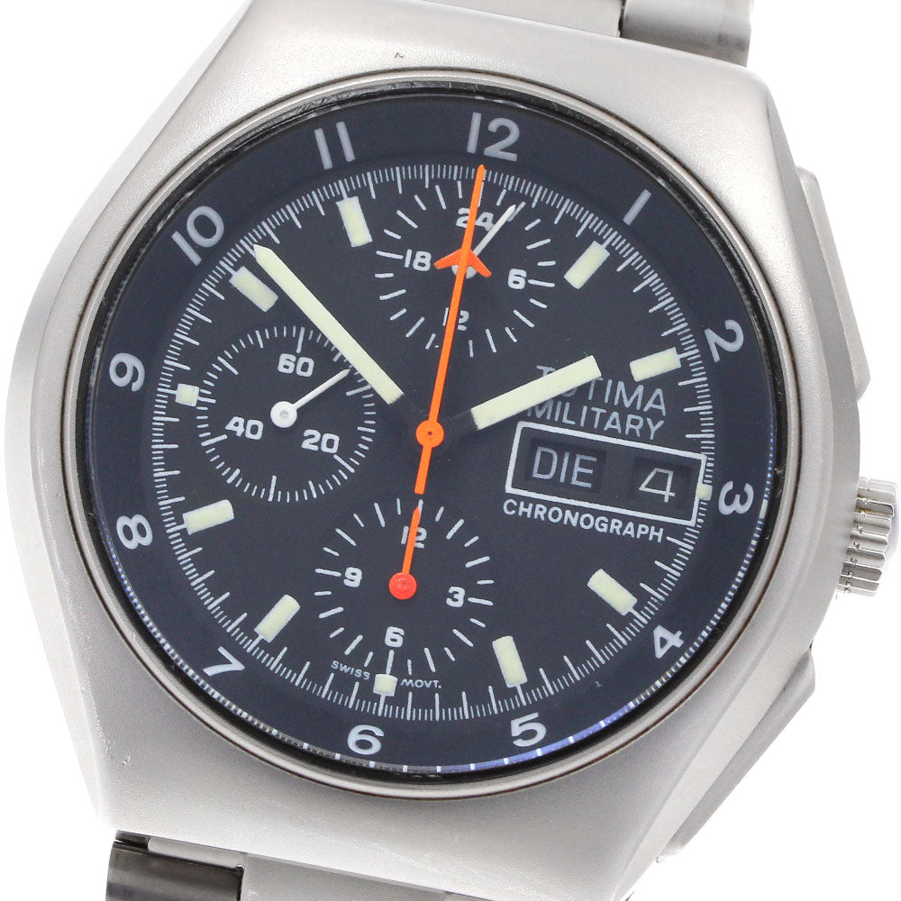 TUTIMA 798-2 Military Chronograph Lemania Cal. 5100 Day-Date Automatic Men's Watch Excellent Condition