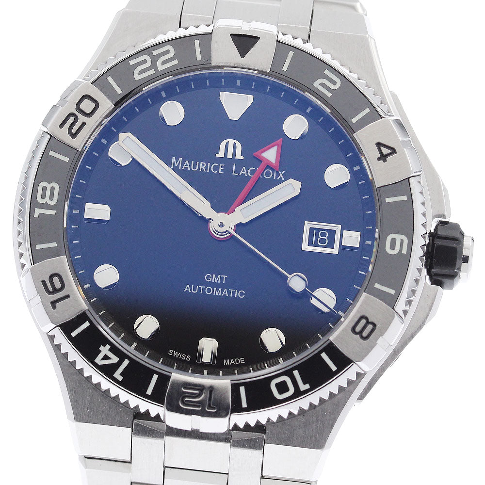 Maurice Lacroix A16158-SS00F-330-A Icon Venturer GMT Automatic Men's Watch Excellent Condition with Box and Warranty Card