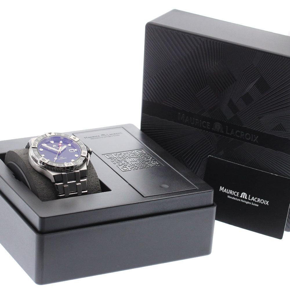 Maurice Lacroix A16158-SS00F-330-A Icon Venturer GMT Automatic Men's Watch Excellent Condition with Box and Warranty Card