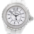 CHANEL H0967 J12 Diamond Bezel White Ceramic Date Quartz Ladies Watch