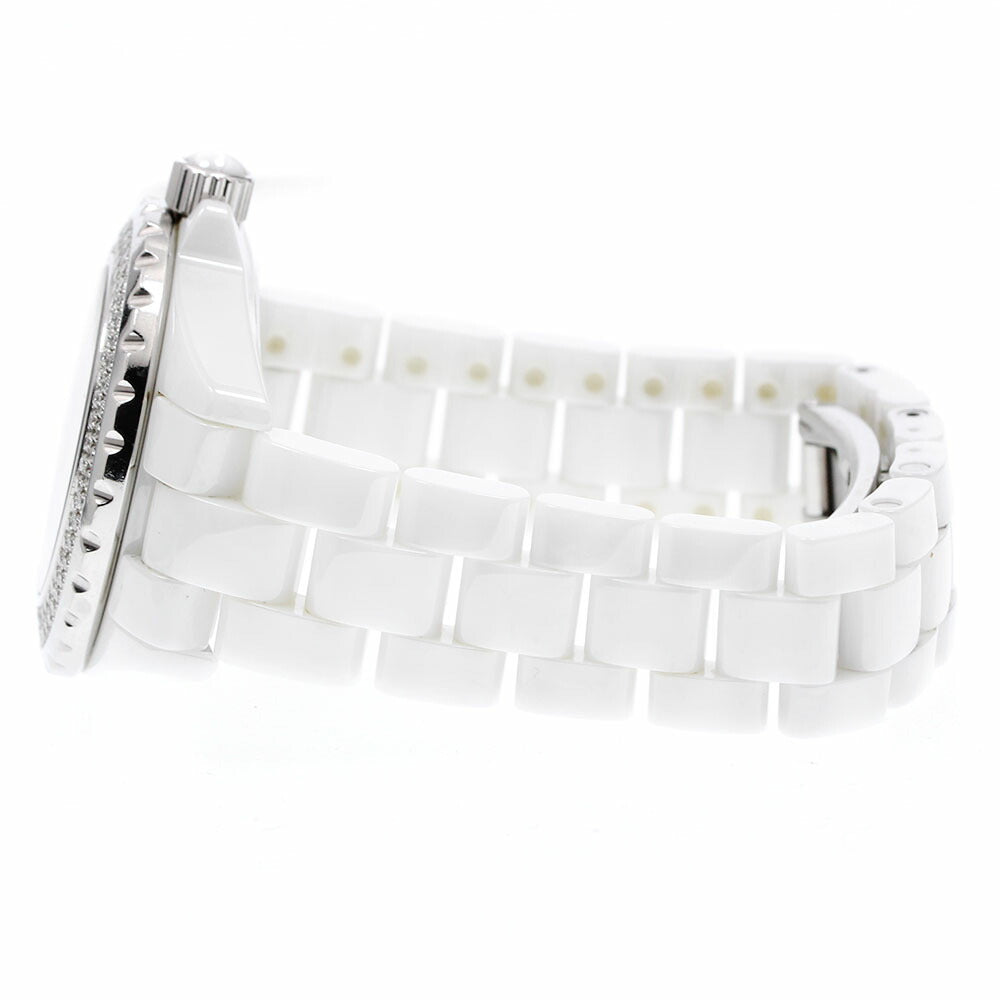 CHANEL H0967 J12 Diamond Bezel White Ceramic Date Quartz Ladies Watch