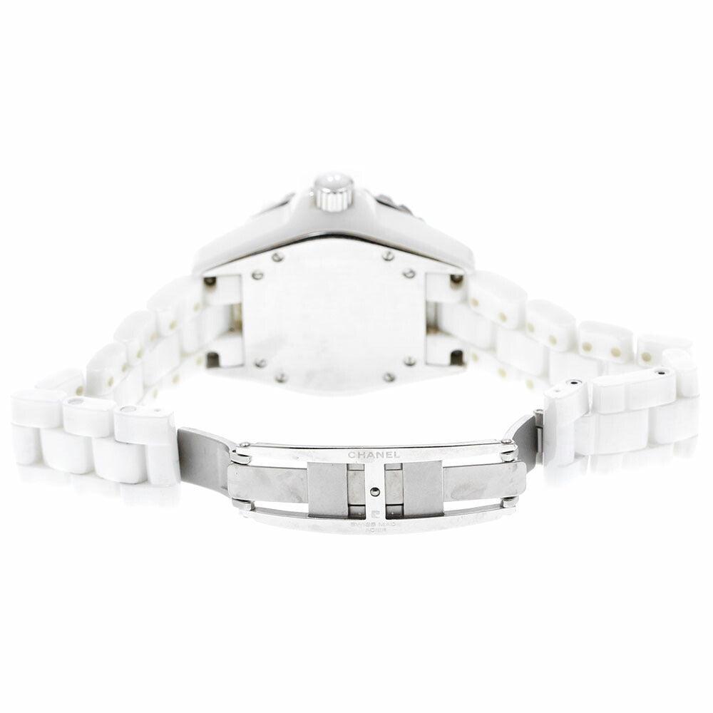 CHANEL H0967 J12 Diamond Bezel White Ceramic Date Quartz Ladies Watch