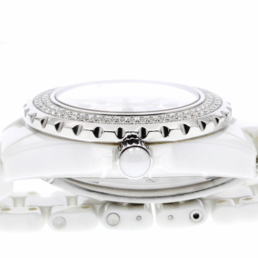 CHANEL H0967 J12 Diamond Bezel White Ceramic Date Quartz Ladies Watch