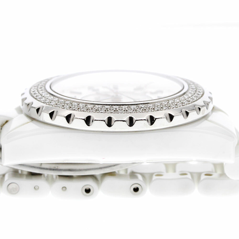 CHANEL H0967 J12 Diamond Bezel White Ceramic Date Quartz Ladies Watch