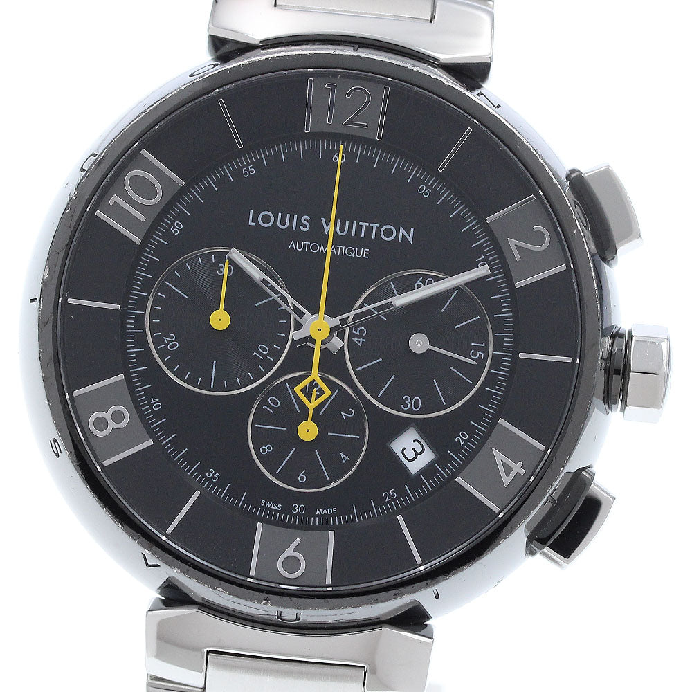 LOUIS VUITTON Q102U Tambour in Black Chronograph Automatic Men's Watch