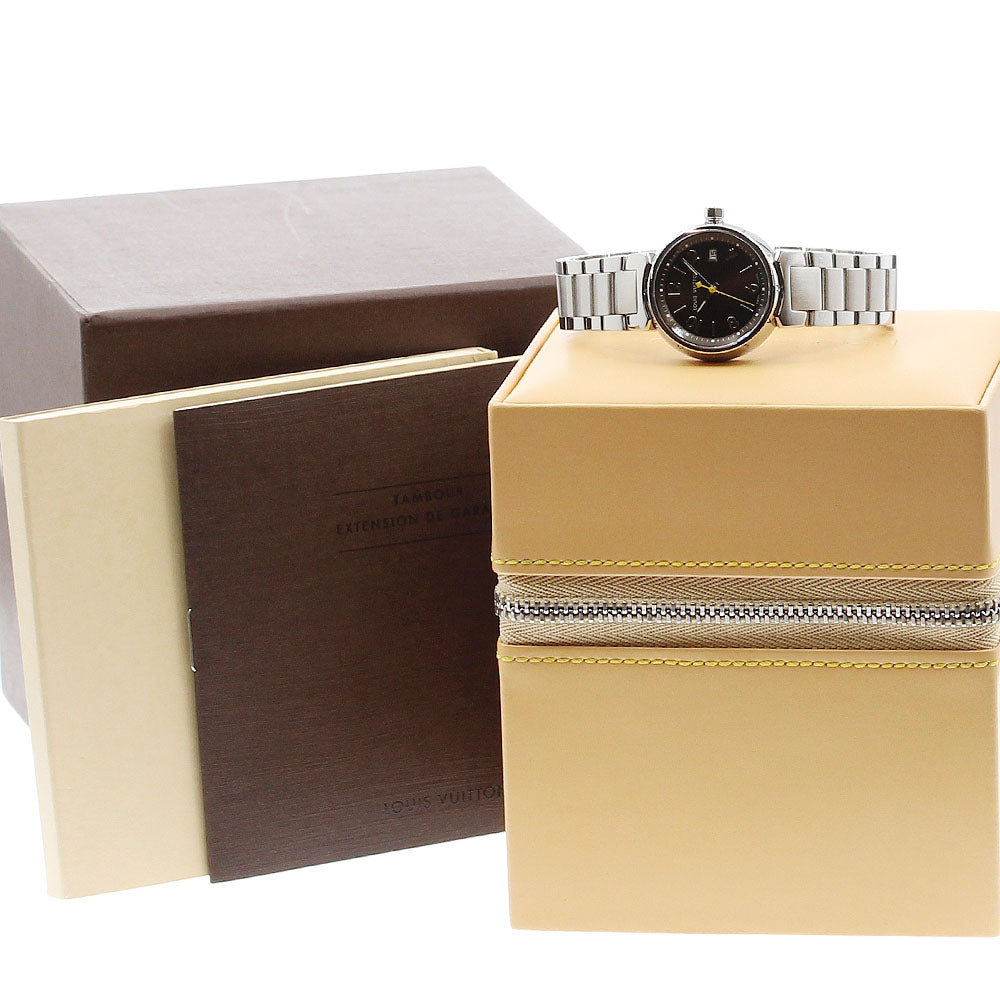 LOUIS VUITTON Q1212 Tambour Date Quartz Ladies Watch Excellent Condition with Box and Warranty Card
