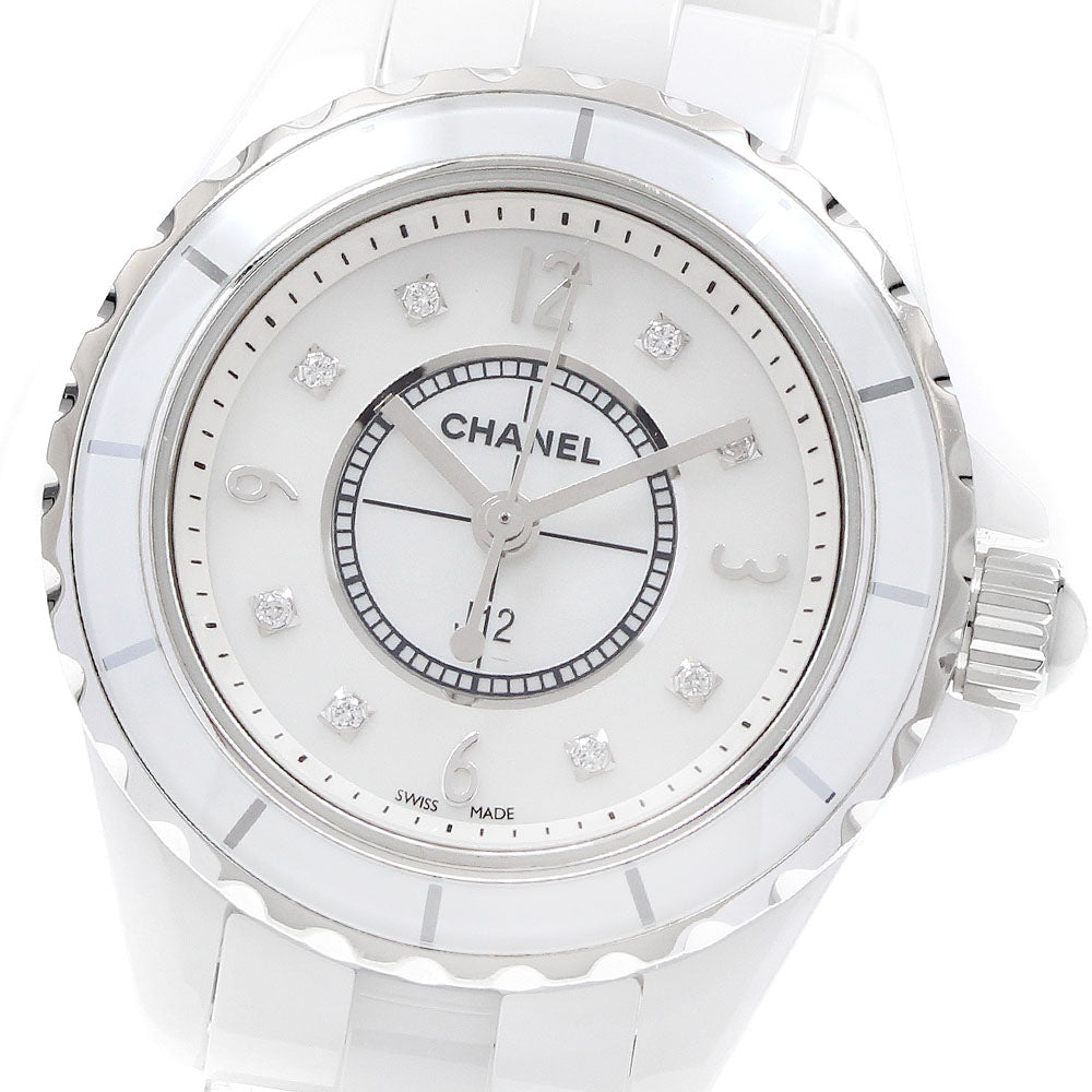 CHANEL H2570 J12 White Ceramic 8-Diamond Quartz Women's Watch Excellent Condition with Warranty.